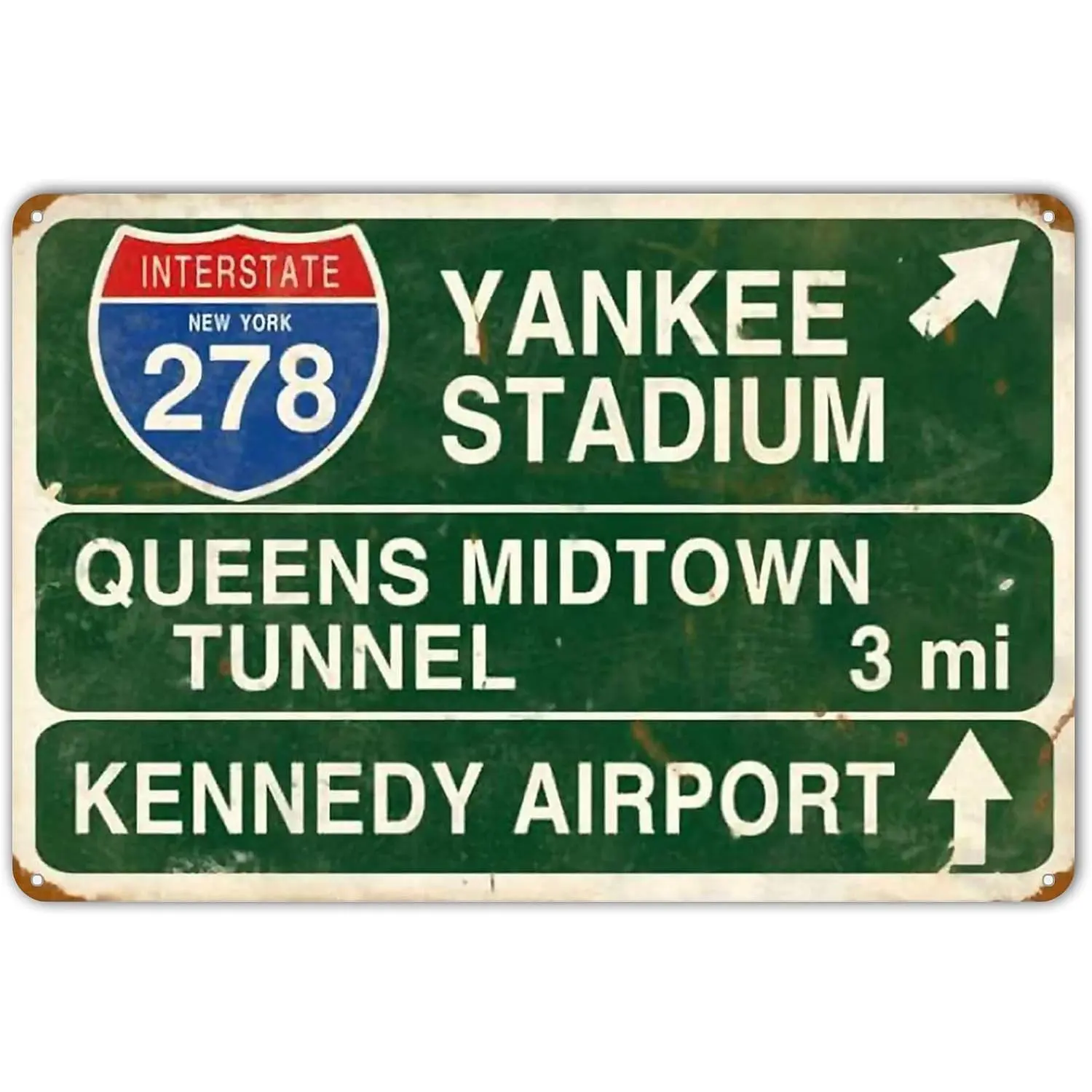 Retro Yankee Metal Tin Sign Stadium Queens Midtown Tunnel 3 Miles Street Sign Bar Club Decor Pub Man Cave Wall Hanging Decoration 12X8 Inches