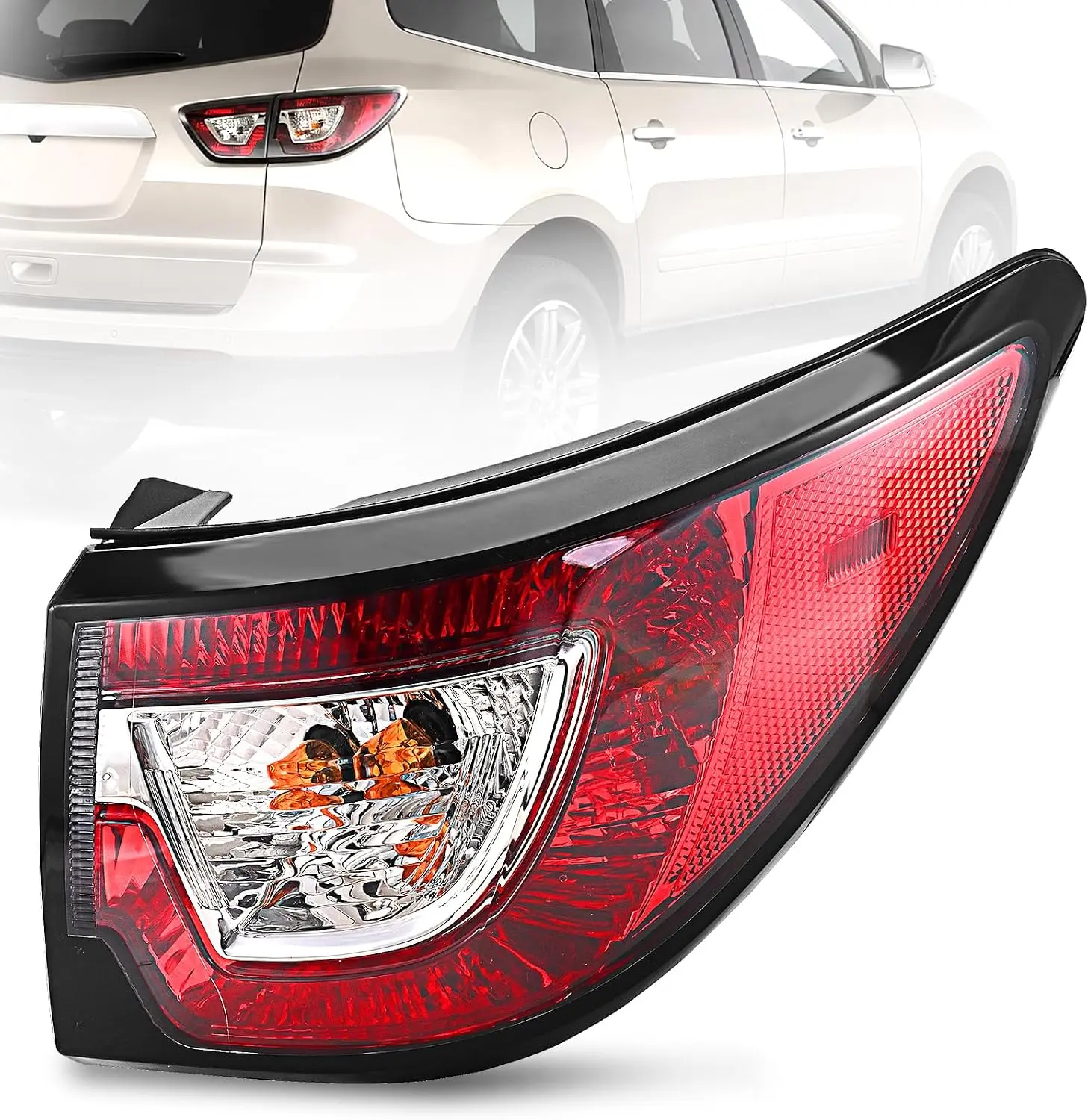 Tail Lights Fit for 2013-2017 Chevy Traverse, Right Passenger Side| Rear Outer Brake Taillights Assembly, with Harness & Halogen Bulbs, Replaces Part# 84266020 23301757