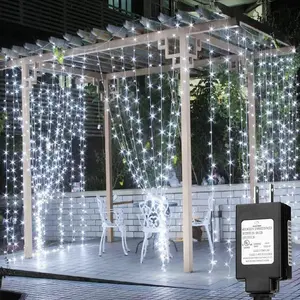 LED Curtain Lights Outdoor 20ft x10ft Cool White, 600 LED Christmas String Lights Backdrop Indoor Plug in, Twinkle Lights for Outside Backyard Wedding Bedroom Decor (Not Connectable)