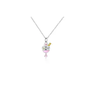 Ice cream Crystal White Gold Palladium Plating Hypoallergenic Kids Necklace