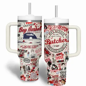 Dexter Movies Custom Cup 40 oz Tumbler With Handle, Movie Tumbler 40oz, Movie Fantasy Gift Travel Cup