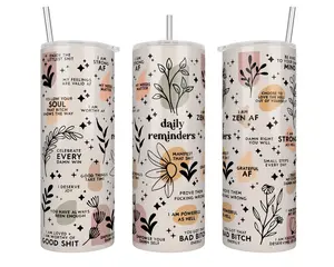 20 oz Handmade Holographic Daily Reminders Stainless Steel Insulated Sublimation Tumbler