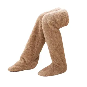 Fluffy Thigh High Socks Teddy Legs Comfort Floor Socks Light Polyester