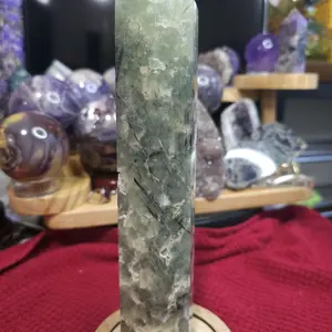 Prehnite Tower 9 inch Natural Healing Crystal for Energy Enhancement and Meditation