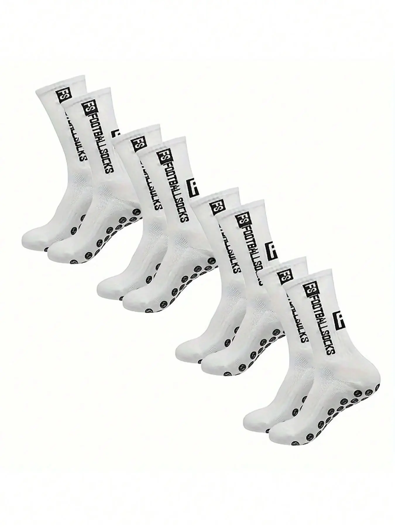 4 Pairs Men's Sporty Crew Socks, Mid-Calf, Breathable Mesh, Anti-Slip Silicone, Ideal for All Seasons, Yoga & Fitness, Sports Athletic Socks