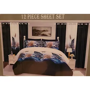 12 Pc Bedding King Size Sheet Set