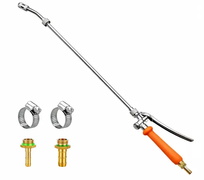29-Inch All-Metal Garden Spray Wand - Adjustable Water Sprinkler with Built-In Shut-Off Valve, 1/4 & 3/8 Dual Brass Barbs, 2 Hose Clamps, Watering Systems for Lawn/Garden Plant Care, Car Washing