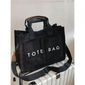 Letter Pattern Tote Bag, Casual Commuter Bag, Casual Multi-pocket Portable Shoulder Bag for Women & Men, Trendy All-match Bag for Daily Use