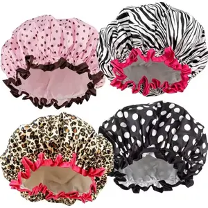 4-Pack Luxe Trendy Shower Caps | Chic Waterproof Hair Covers Stylish Spa-Ready Designs for Daily Self-Care