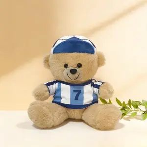 Cute Teddy Bear Plush Toy with Hat, 20cm Soccer Theme, Soft Skin-Friendly Fabric, Detachable Jersey, Perfect Gift for Fans