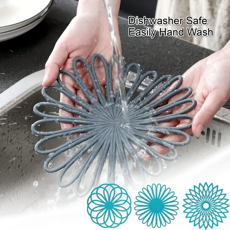 3-Piece Heat-Resistant Silicone Tableware Dish Mats - Non-Slip, Oilproof, Waterproof Indoor Kitchen Placemats & Coasters, Easy Hand Wash, for Hot Pots, Pans, Coffee Mugs, Home Decor with Multiple Styles (Tea Set Compatible)