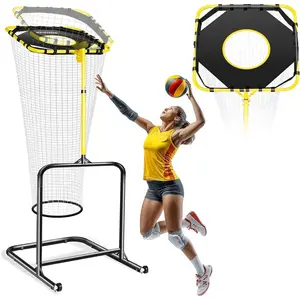 Volleyball Setter  Net, Volleyball  Equipment with 5 Adjustable Heights (4.6-10 FT), Serve Trainer Equipment with 7 Angles for Serving, Spiking & Setting Drills