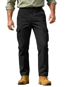 Men's Vintage Loose Fit Tactical Workwear Pants, Spring & Fall Outdoor Commuter Long Trousers, Amish Style Woven Sportswear