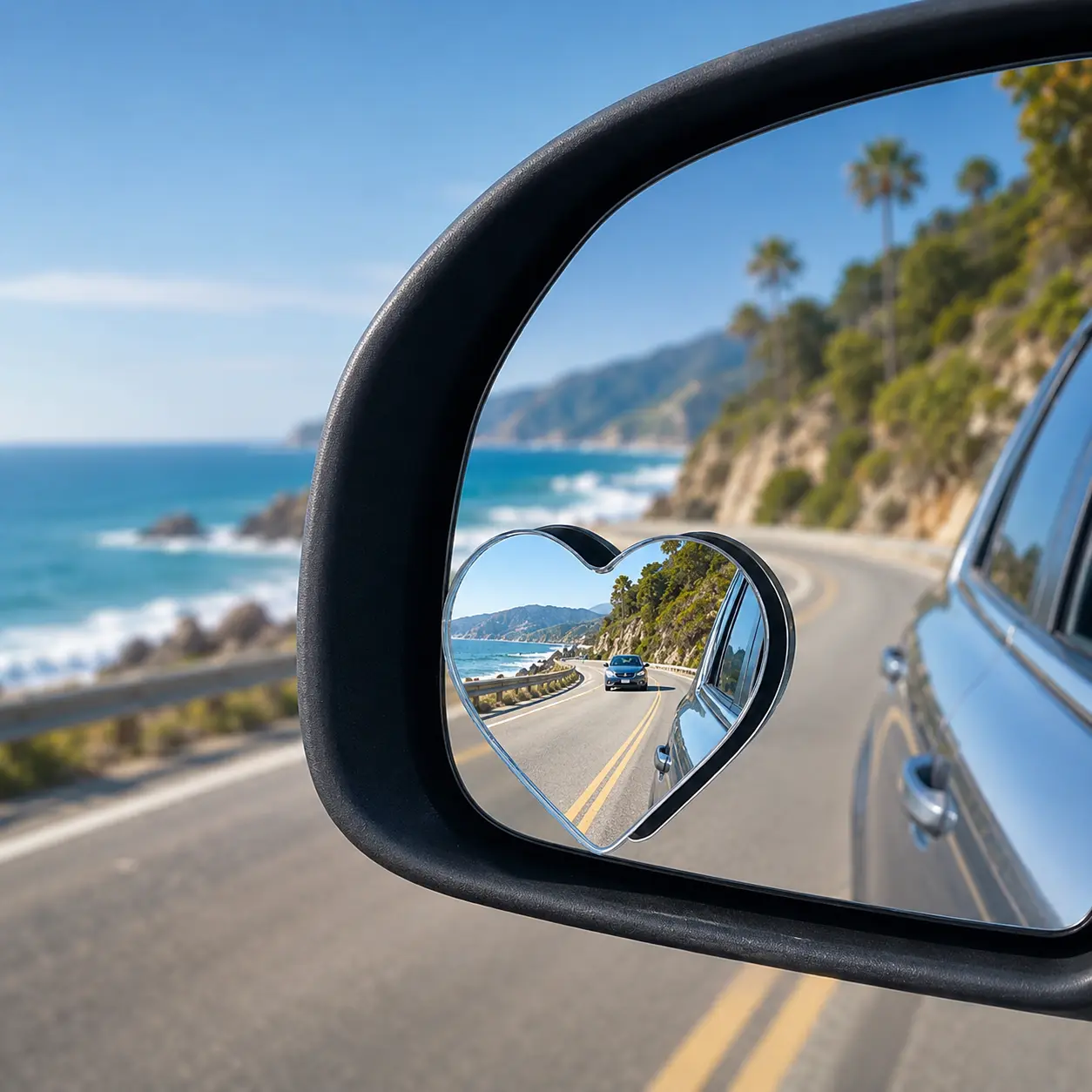 Blind Spot Mirrors, Heart Shaped HD Glass Frameless Convex Rear View Mirrors, Wide Angle Adjustable Stick for Side Mirror, Automotive Exterior Accessories for Car, SUV & Trucks, Pack of 2