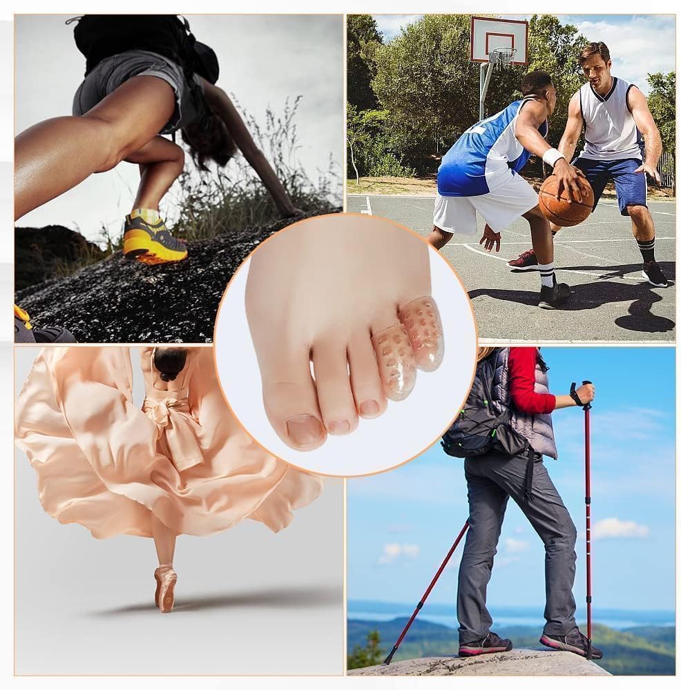 Silicone Toe Protectors 20Pcs, Gel Anti-Friction Toe Protector Breathable Toe Caps Guards for Men Women, Soft Clear Little Toe Covers Silicone Toe Sleeves for Corns, Blisters and Pain Relief