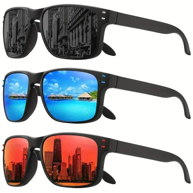 Unisex Wraparound Sports Sunglasses, 3-Pair Set with Polarized Anti-Glare Polycarbonate Lenses, Lightweight UV400 Protection for Running & Cycling, Outdoor Sport, Sun Protection