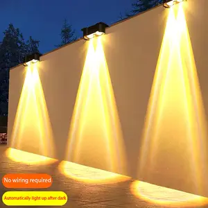 Outdoor Solar Fence Lights, 4 Pack Warm White & RGB 10 Color Charging Solar Deck Lights Waterproof Solar Lights for Outside Wall Porch Balcony Patio Decor furniture Lighting Sensor solar lights outdoor Modern