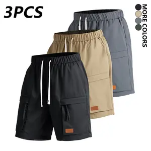 Men’s summer solid-color cargo shorts—fashionable, versatile, with large pockets and an adjustable drawstring waist; suitable for everyday work, casual wear, and outdoor sports.