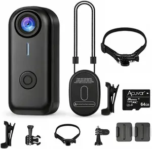 Compact Portable Rechargeable Mini Body Camcorder 1080P with WiFi, Magnetic Wearable, Clip-On Thumb-Size Hands-Free Recording, 64GB Card, Accessories & Charging Support