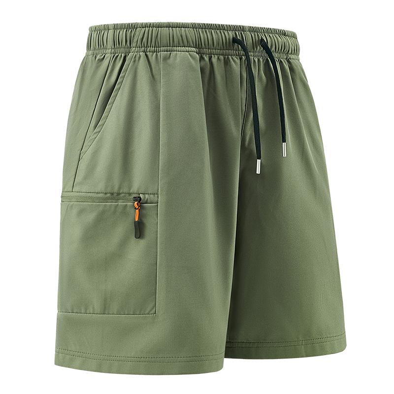 Men’s athletic shorts—comfortable, soft, warm, breathable casual mid-length shorts available in multiple colors, featuring zippered pockets and a drawstring design, made from slightly stretchy fabric, suitable for summer outdoor sports and fitness activit