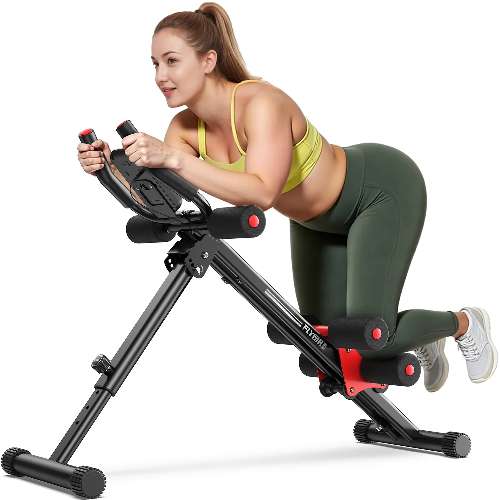 FLYBIRD Series AW1 Abdominal Crunch Machine - Adjustable Unisex Multifunctional Core Workout Trainer with LCD Monitor, At-Home Gym Equipment for Beginners, Tracks Reps & Kcal