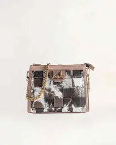 Loyal West Scrappy Medium Chainbag IN COWHIDE AND BROWN CALFSKIN