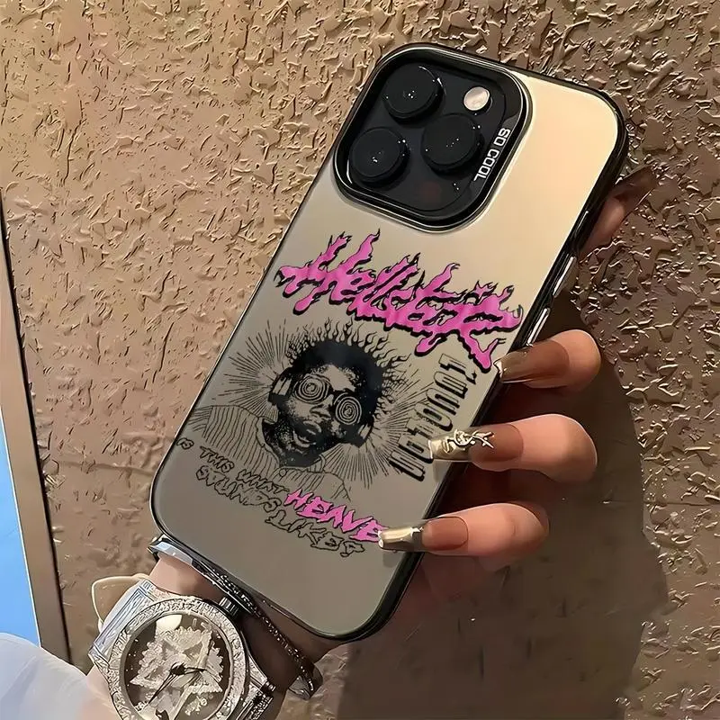 [LX] Stylish Hellstar Doodle Phone Case - Protective Casing Cover, Ideal Valentine's Day Gift for Boyfriends/Girlfriends, Compatible with iPhone 16/15/14/13/12/11 Pro Max/Plus Mobile Phone Accessories