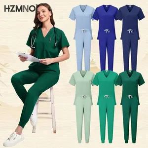 Women's work uniform Doctors Nurses Thin Elastic Quick-drying Work Uniform Men Women Hand Washing Clothes Doctor's Surgical Gown Medical Scrubs Sets Womenswear Breathable Spandex Winter