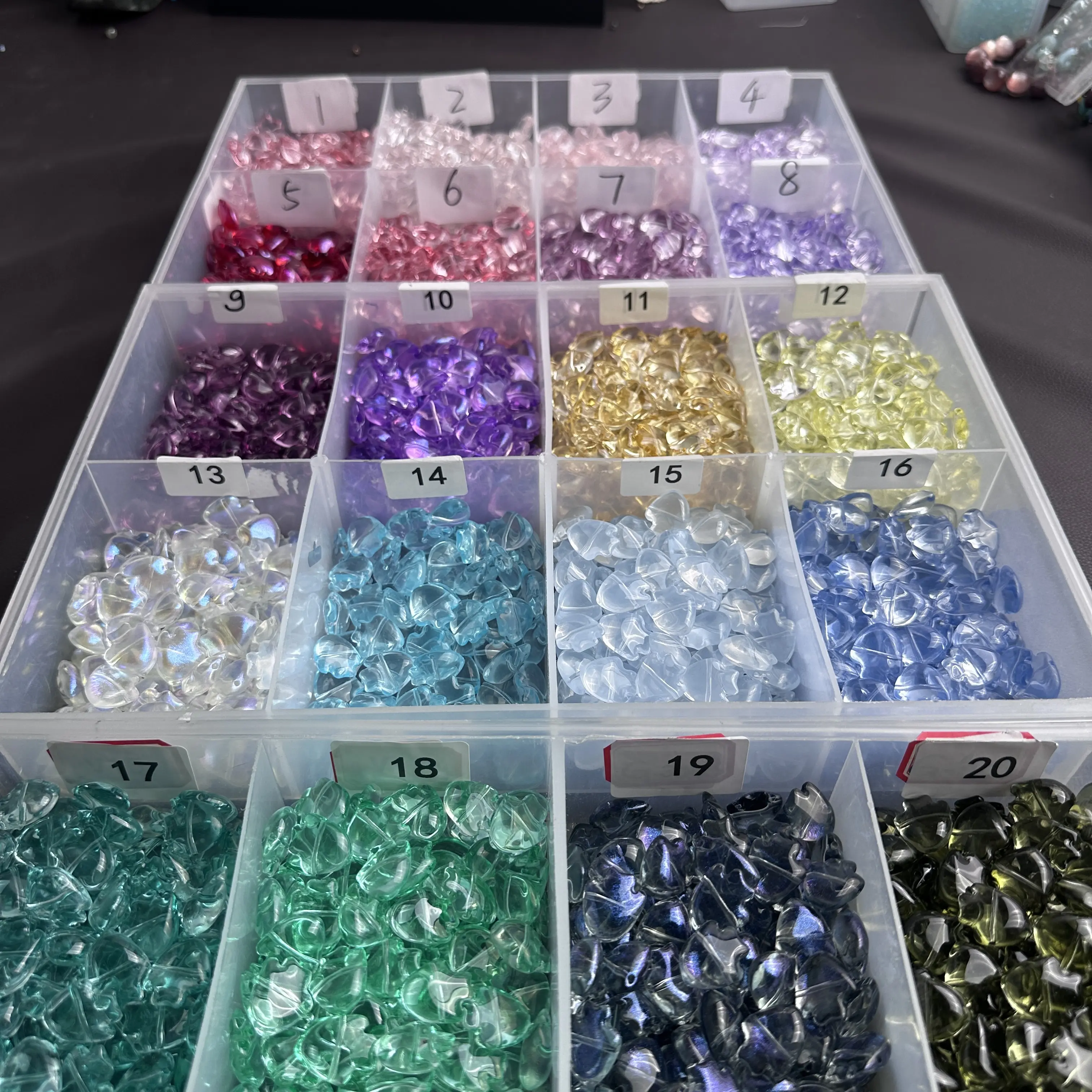 Fish Glass Beads AB Iridescent Transparent 20 Colors Set for DIY Jewelry Making,75ML