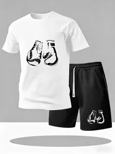 Men's Casual Fitted Suit, Short Sleeve Shirt & Shorts Set, Breathable Comfort Fabric, Ideal Summer Wear, Perfect Gift for Family Friends