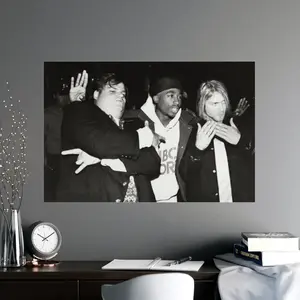 Chris Farley Tupac Kurt Cobain Iconic Legends Poster, 90s Celebrity Tribute Wall Art, Music and Comedy Legends Print, Retro Art for Fans, Vintage Style Wall Decor, Unique Gift for Music Lovers