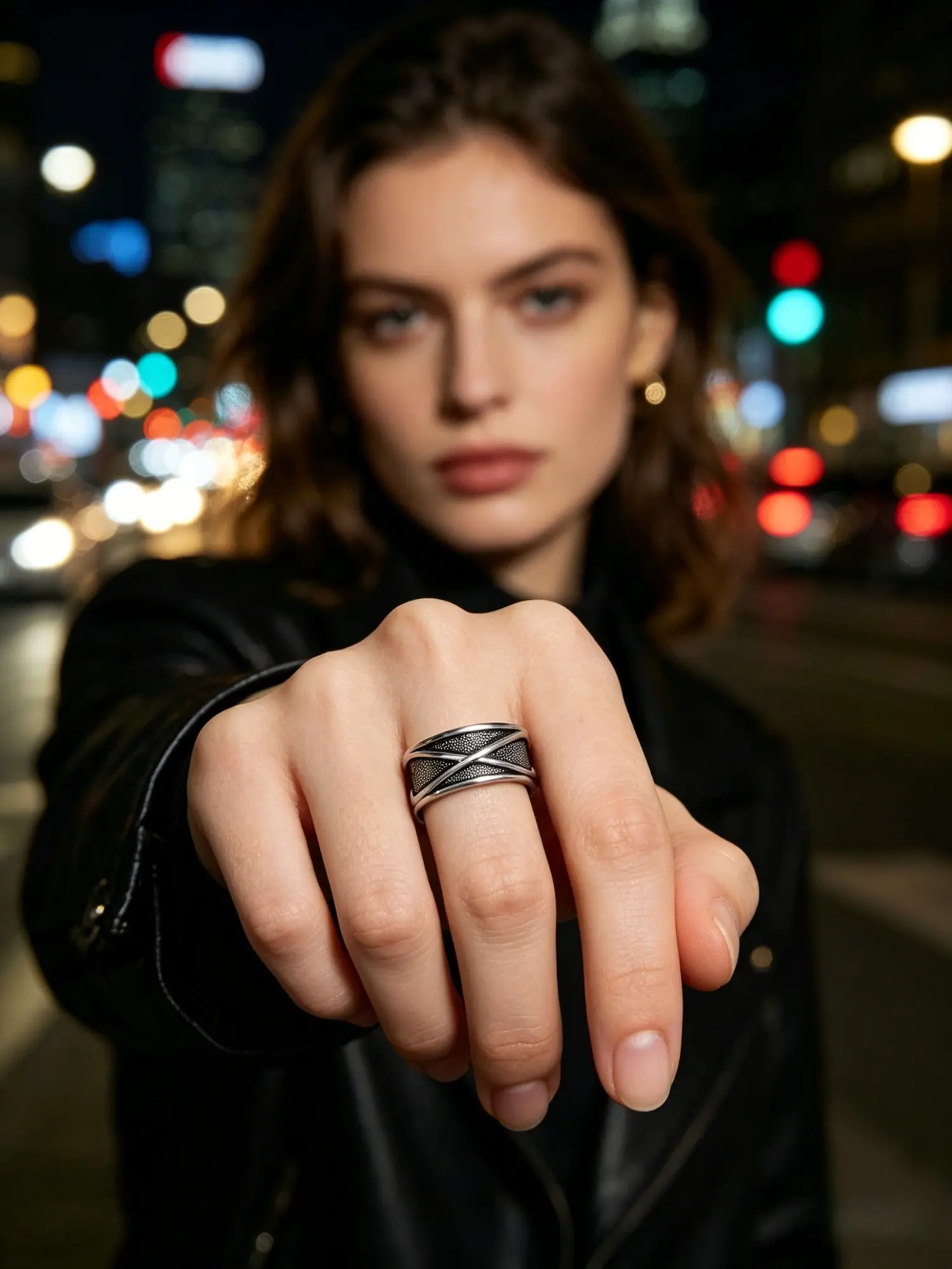 Anime Core Spacetime Cross Ring for Men Women, Adjustable Open Band Antique Silver Plated Ring, Cyber Grunge Goth Cosplay Prop Jewelry, Vintage Steampunk Aesthetic Statement Accessory, Daily Wear Halloween Cool Boy Girl Emo Otaku Gift Idea