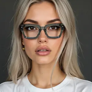 Elevate Your Look with FYTOO! Classic Gray Rectangle Frames | Modern American Style Acetate Glasses | Oversized Unisex Frames for Daily Wear. FT2060-06