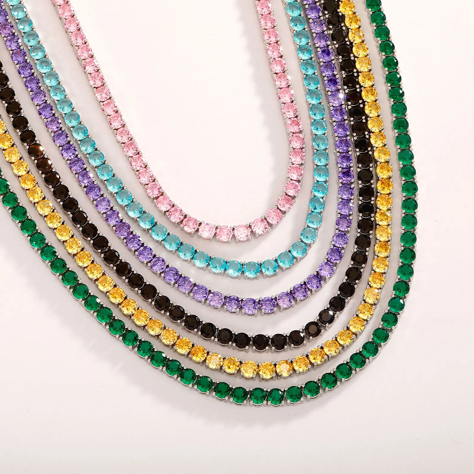 7mm clustered tennis chain cernucci - TikTok Shop