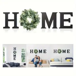 1 Set Black Rustic Design Wooden Wall Sign - Wreath Compatible Indoor Home Decoration, No-Power Hanging Home Decor for Entryway, Kitchen (Sports & Outdoor Accessories)