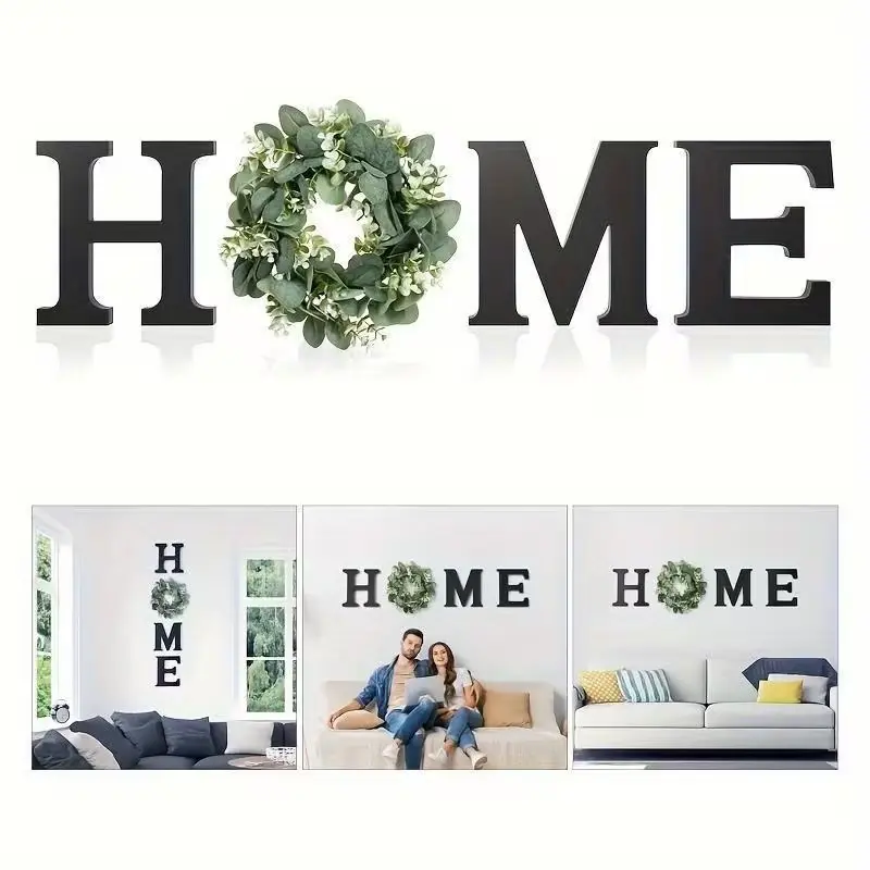 1 Set Black Rustic Design Wooden Wall Sign - Wreath Compatible Indoor Home Decoration, No-Power Hanging Home Decor for Entryway, Kitchen (Sports & Outdoor Accessories)