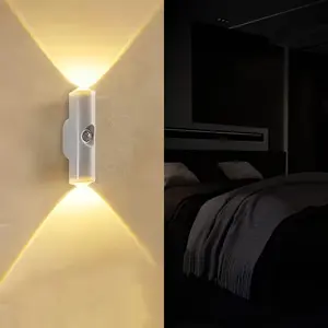 Magnetic LED Motion Sensor Lights, 4PCS USB Rechargeable RGB Night Lights with 3 Color Modes and Adjustable Brightness, Wireless Stick-On Wall Lights for Bedroom, Hallway, Stairs, Closet, Home Decor plug-free lighting