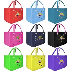Large Capacity Women's Beach Bag EVA Rubber Tote Bag Waterproof Open Design for Beach Swimming Pool Supermarket Shopping Vacation Travel