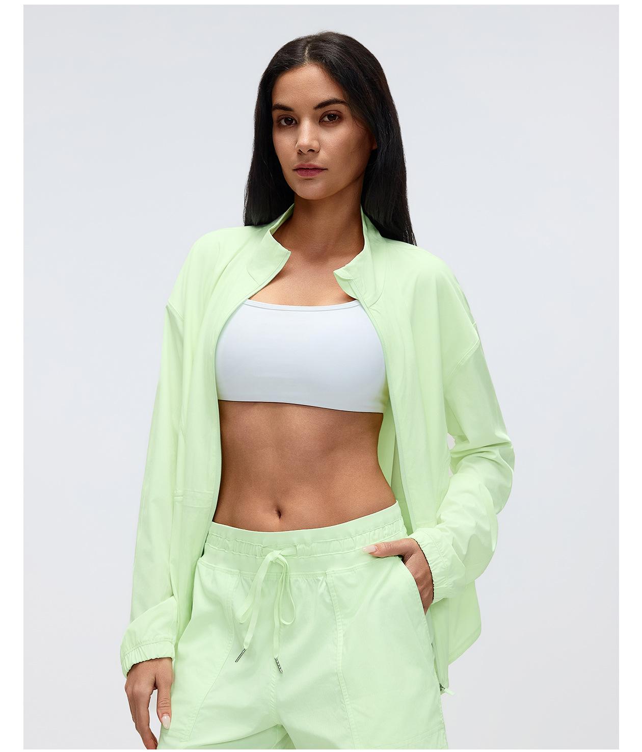 New Drawstring Waist Stand Collar Jacket, Casual Loose Versatile Coat for Yoga & Fitness