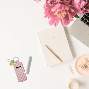 Pink Checkered & Yellow Flower Lip Balm Purse Charm – Cute Holder