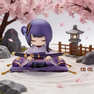 Genshin Q Version Thunder General Statue Model Bookshelf, Anime Collectible Role Toy, Collectible Figurines, Birthday Gift for Fans, Ideal Festival Present