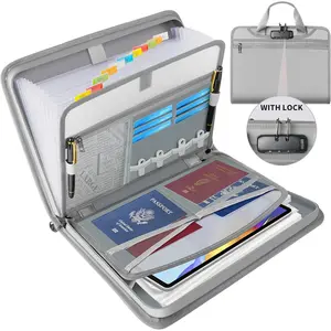 Accordion File Organizer with Lock, Fireproof Expanding File Folder with Tabs, 13 Pockets Important Document Organizer with Handle, Portable Paperwork Business Organizer, Letter/A4-Size (Gray)