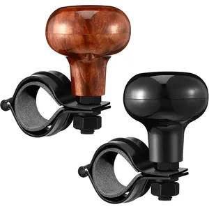 2 Pieces Steering Wheel Knob Spinner Suicide Knobs Steering Wheel 360 Degrees Rotation Tractor Accessories for Cars, Trucks, Tractors, Boats(Black and Brown)