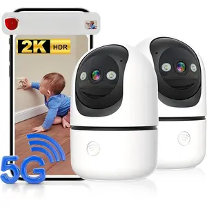 Indoor Security Camera 2 Packs, 2K 5G WiFi Baby/Pet/Dog/Nanny Cameras for Home Security, 360 PTZ Security Cameras with US Servers Phone App, 911 One-Tap Call,AI Smart Detection,2 Way Talk,Privacy Mode