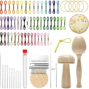 Darning Egg Darning Mushroom for Socks Darner Egg Kit Include 14 Hooks Small Weaving Darner Loom 9 Large Eye  50 Colors Thread for DIY Handicraft  Sewing Care
