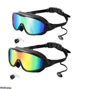 Swim Goggles with Ear Plugs & Nose Clip -Leak-Proof Wide View Swimming Glasses for Adults & Teens Ideal for Swimming, Training, Anti-Fog UV Protection Wide View Swimming Glasses  Beach Activities, and Full Water Protection