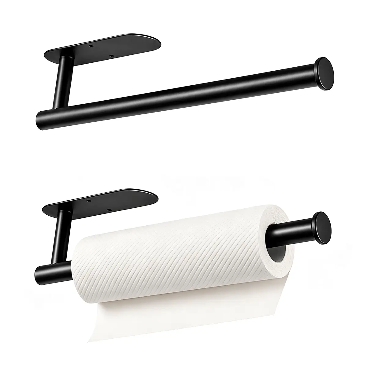 Wall-Mounted Paper Holder - Modern Compact Bathroom Organizer, Towel Wrap Holders & Dispensers, Durable Space-Saving Rack for Kitchen Small Areas, with Black Silver Gold Finishes, Bathroom Organizers, Kitchen/Bath