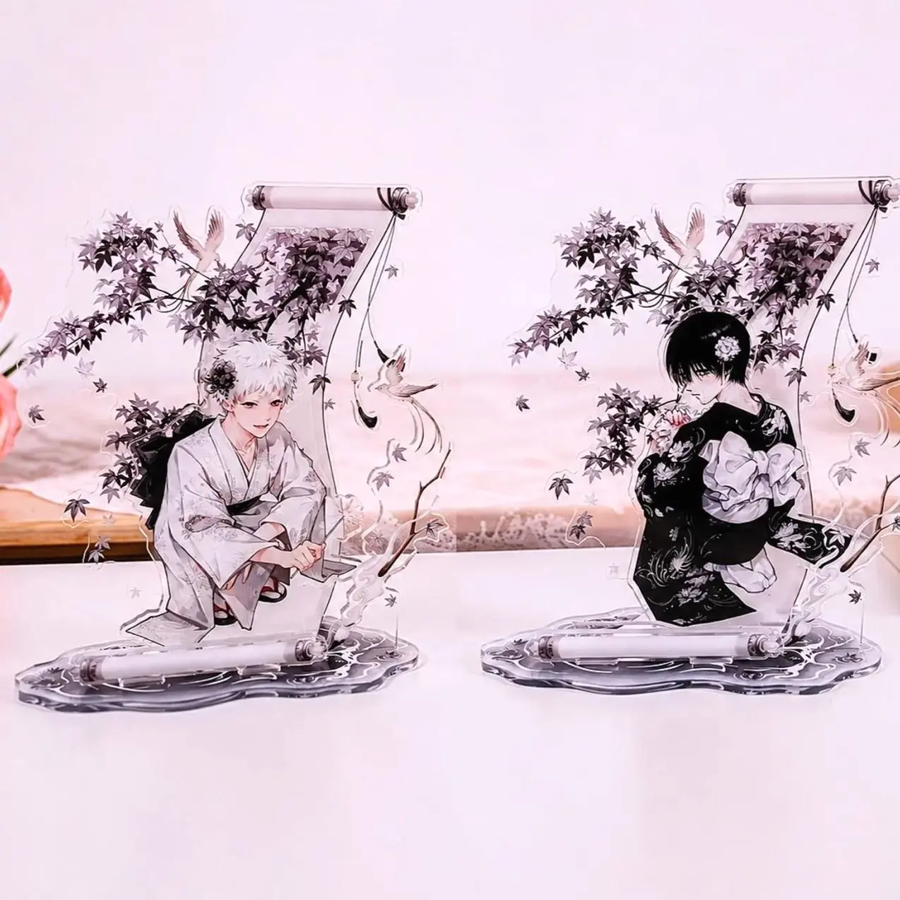 2 ops The Summer Hikaru Died Acrylic Standee, White Hair or Black Hair Character Display