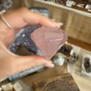 Rose Quartz Diamond Shaped Gemstone Celestial Circle for Manifesting Abundance Beauty Natural Gemstone Crystal Healing Tool