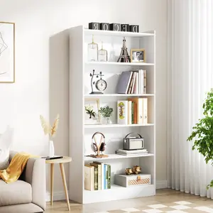 LITTER TREE 6-Tier Tall Bookcase, 71 Inches Bookshelves and Bookcases, Floor Standing 5 Shelf Library Bookcase for Home Office, Living Room, Bedroom